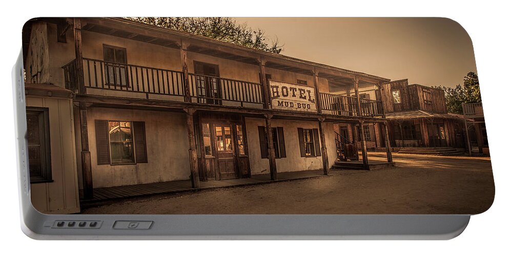 Ghost Town Portable Battery Charger featuring the photograph Hotel Mud Bug by Gene Parks