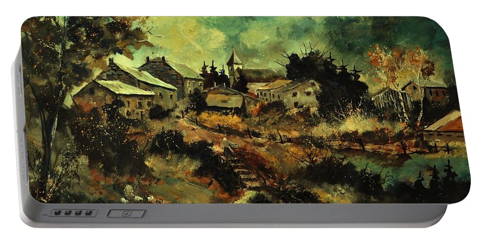 Landscape Portable Battery Charger featuring the painting Houdremont by Pol Ledent