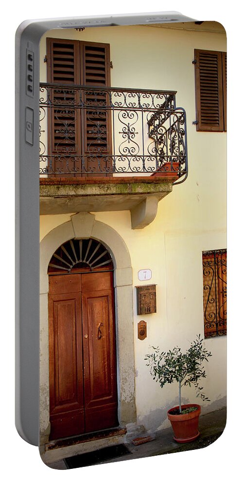 House Facade Portable Battery Charger featuring the photograph House Facade I Montefioralle Tuscany Italy by Lily Malor