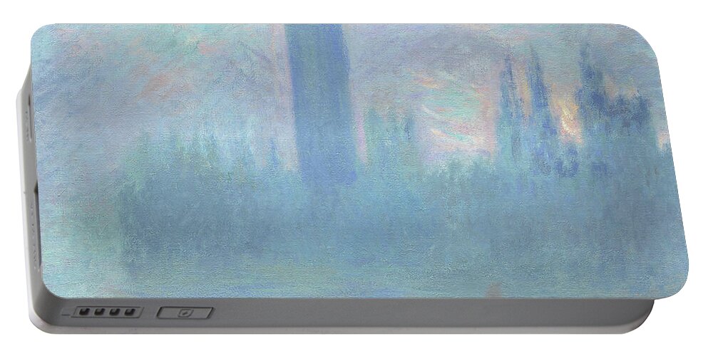Houses Of Parliament Portable Battery Charger featuring the painting Houses of Parliament London by Claude Monet