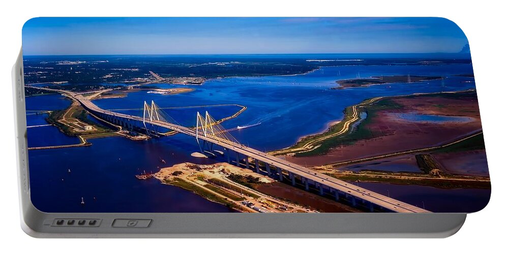 Houston Portable Battery Charger featuring the photograph Houston Shipping Channel by Mountain Dreams