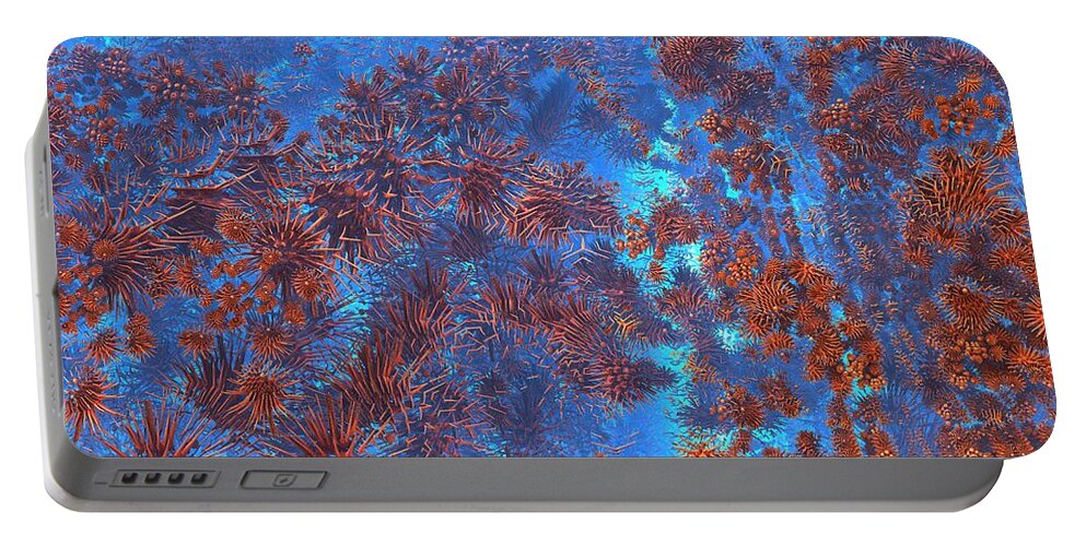 Mandelbulb Portable Battery Charger featuring the digital art How Far to the Surface by Lyle Hatch