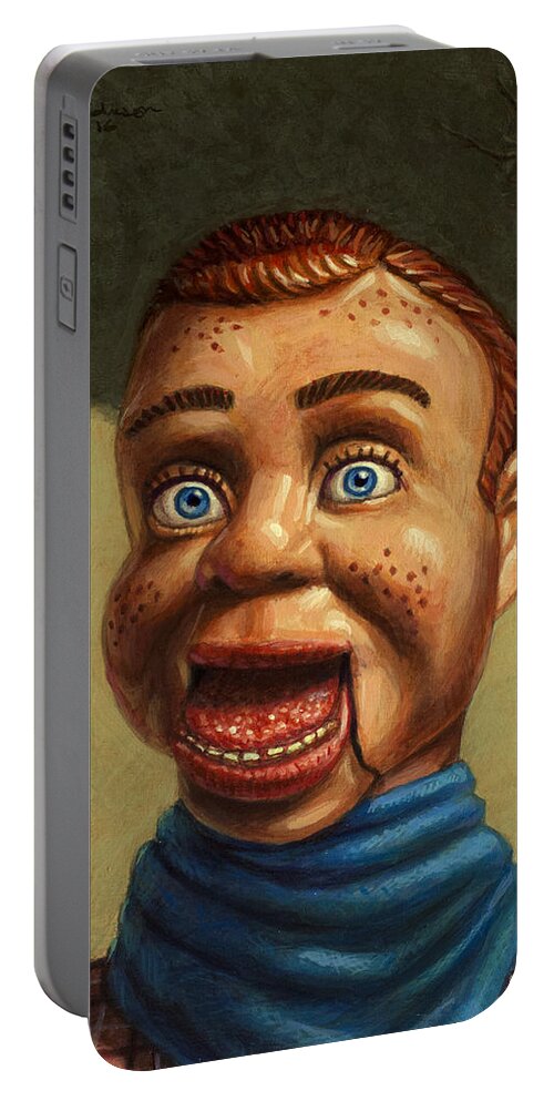 Howdy Doody Portable Battery Charger featuring the painting Howdy Doody dodged a bullet by James W Johnson