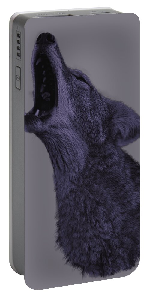 Animal Portable Battery Charger featuring the photograph Howling Coyote by Brian Cross