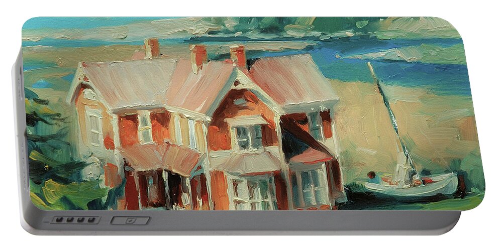 Coast Portable Battery Charger featuring the painting Hughes House by Steve Henderson