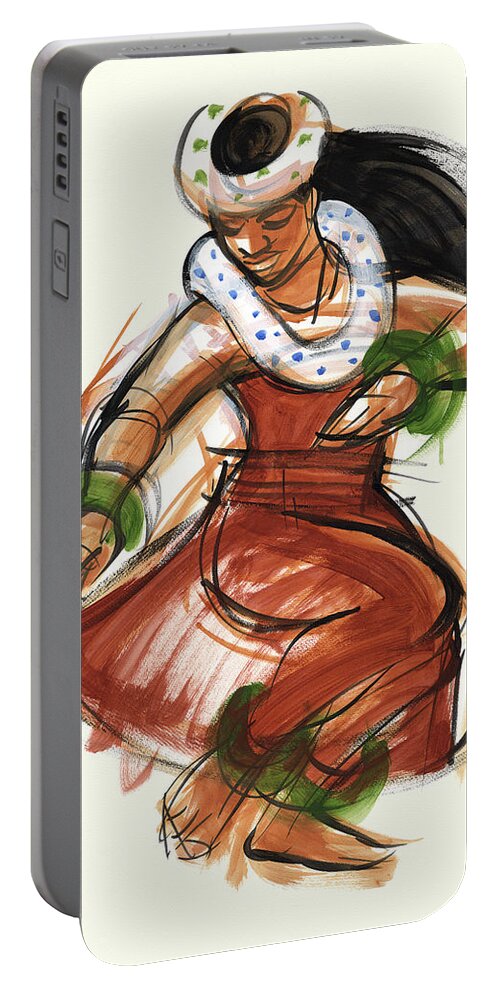 Dancer Portable Battery Charger featuring the painting Hula Kona by Judith Kunzle