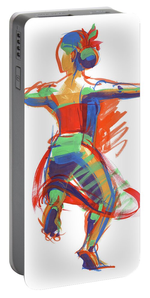 Dancer Portable Battery Charger featuring the painting Hula Wahine Ikaika by Judith Kunzle