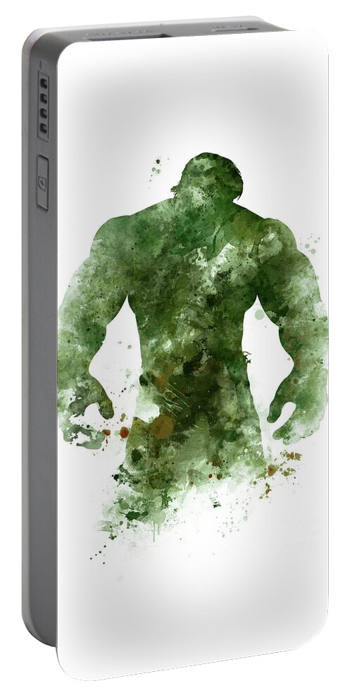 Hulk Portable Battery Charger featuring the mixed media Hulk by Monn Print