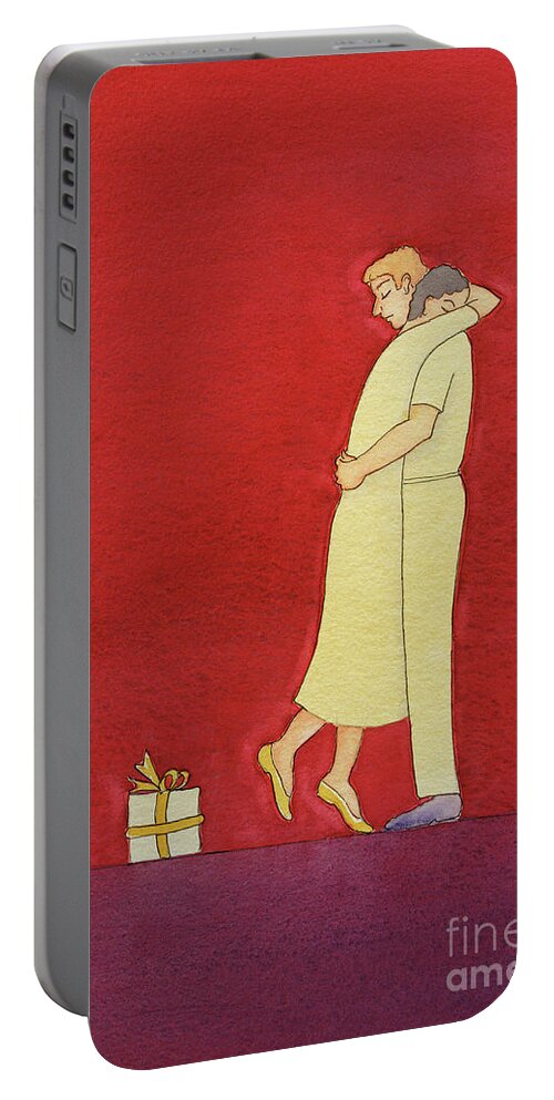 Box Portable Battery Charger featuring the painting Human love by Elizabeth Wang