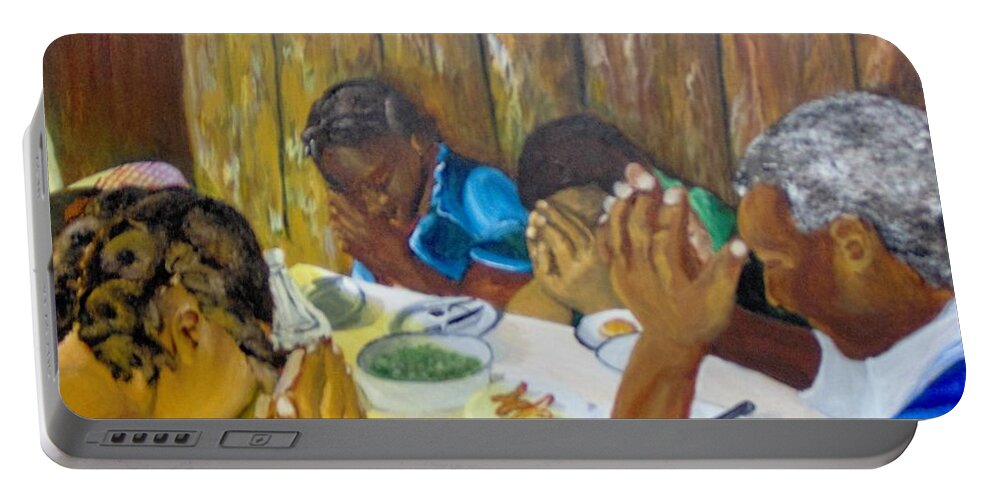 Prayer Portable Battery Charger featuring the painting Humble Gratitude by Saundra Johnson