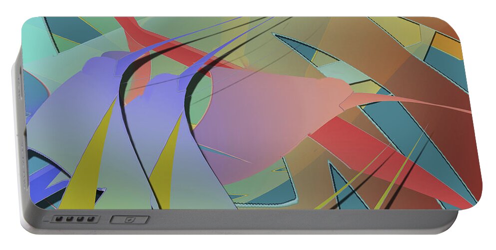 Abstract Portable Battery Charger featuring the digital art Hummingbird Convention by Jacqueline Shuler