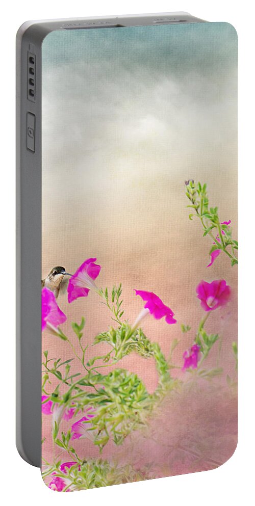 Hummingbird Print Portable Battery Charger featuring the photograph Hummingbird in Flight by Gwen Gibson