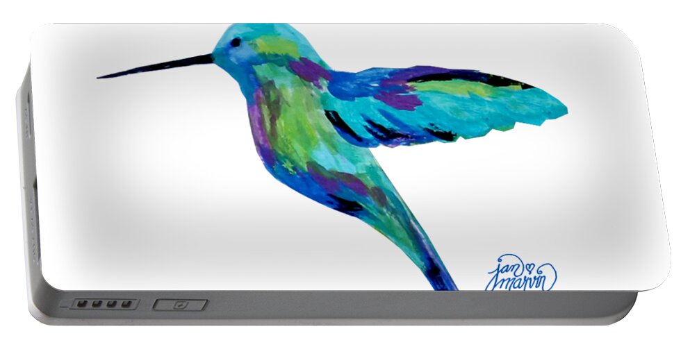 Hummingbird Portable Battery Charger featuring the painting Hummingbird by Jan Marvin