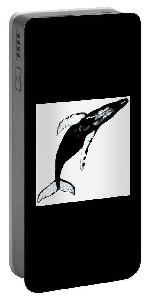 Humpback Whale Portable Battery Charger featuring the painting Humpback Whale on White by Corey Ford