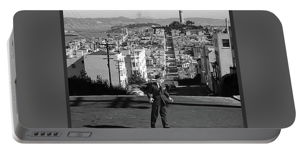 Humphrey Bogart Film Noir Dark Passage Telegraph Hill And Coit Tower San Francisco 1947 Portable Battery Charger featuring the photograph Humphrey Bogart film noir Dark Passage Telegraph Hill and Coit Tower San Francisco 1947 by David Lee Guss