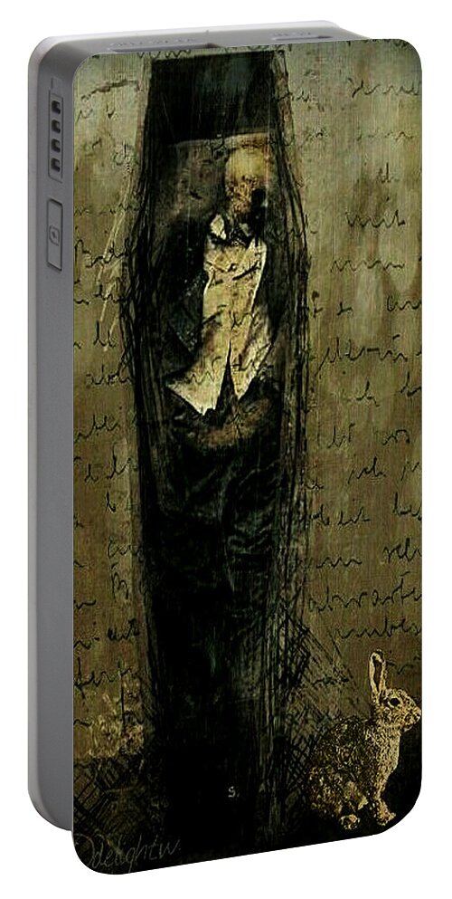 Skeleton Portable Battery Charger featuring the digital art Hungry Man by Delight Worthyn
