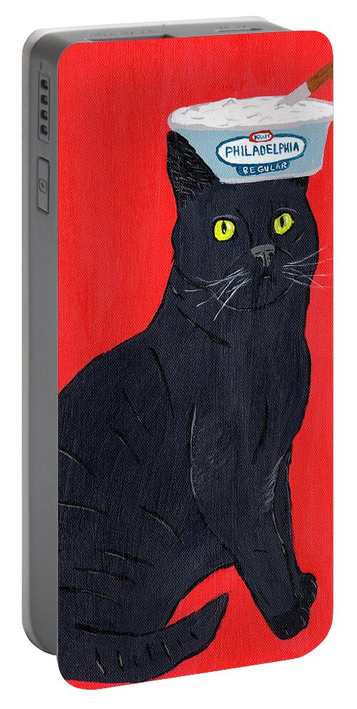 Hunter Portable Battery Charger featuring the painting Hunter - Cream Cheese by Nick Nestle