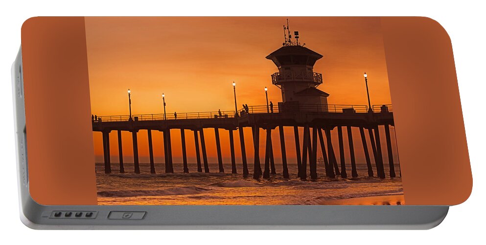 Pier Portable Battery Charger featuring the photograph Huntington Beach Pier, California by Don Spenner