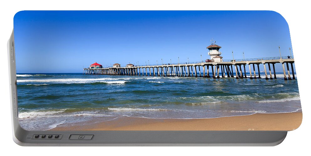 America Portable Battery Charger featuring the photograph Huntington Beach Pier in Orange County California by Paul Velgos