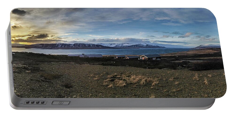 Hvalfjörður Portable Battery Charger featuring the photograph Hvalfjorour Panorama by Geoff Smith