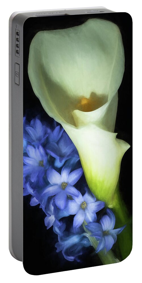 Lily Portable Battery Charger featuring the photograph Hyacinth and Calla Lily by John Roach
