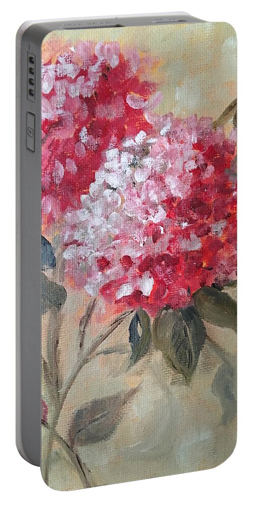 Flowers Portable Battery Charger featuring the painting Hydranga by Sharon Schultz