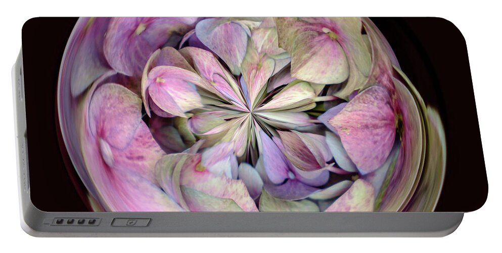 Abstract Portable Battery Charger featuring the digital art Hydrangea Orb by Michelle Whitmore