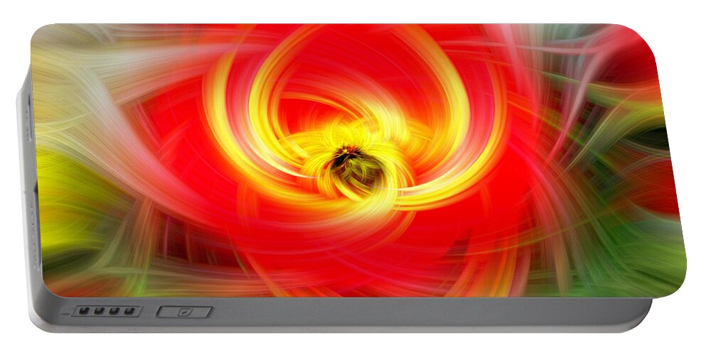 Abstract Portable Battery Charger featuring the photograph Hypnotic Red and Yellow Abstract by Sue Melvin
