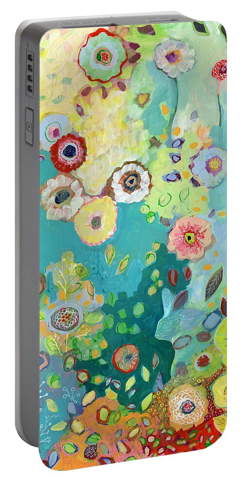 Floral Portable Battery Charger featuring the painting I Am by Jennifer Lommers