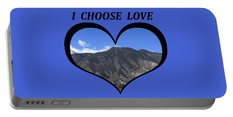 Love Portable Battery Charger featuring the digital art I Choose Love With the Manitou Springs Incline in a Heart by Julia L Wright