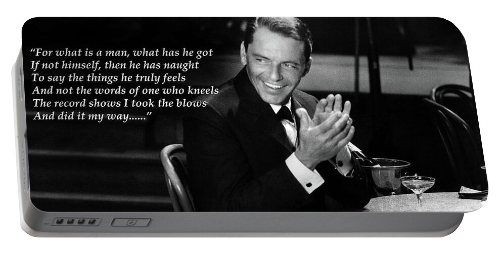 Sinatra Portable Battery Charger featuring the photograph I Did It My Way - Ol' Blue Eyes by Doc Braham