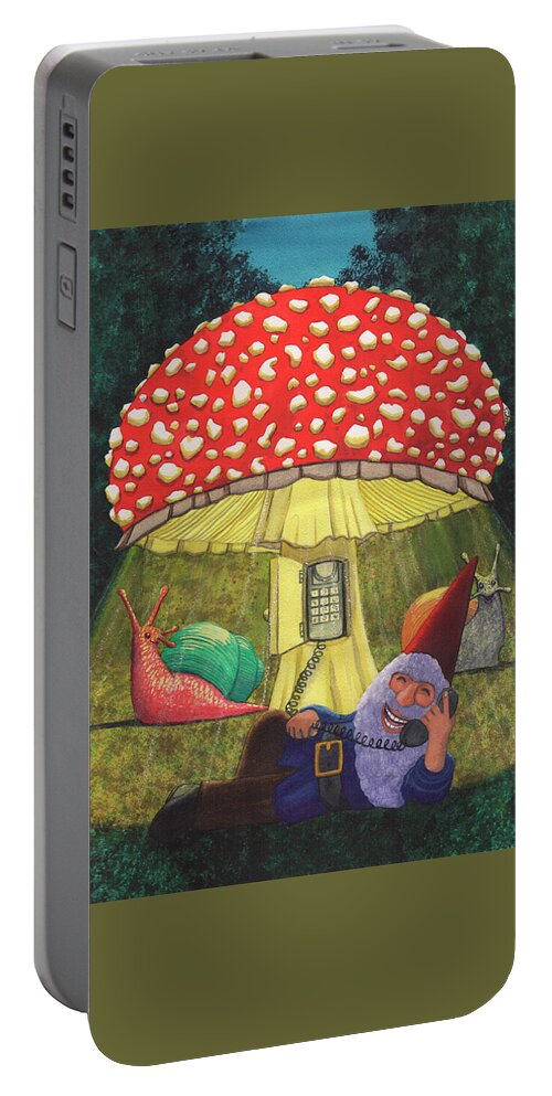 Gnome Portable Battery Charger featuring the painting I just called to say.. by Catherine G McElroy