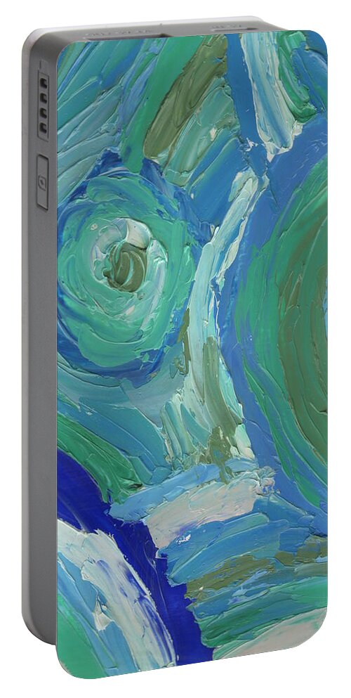 Abstract Oil Painting Portable Battery Charger featuring the painting I Kinda Like It by Marcy Brennan