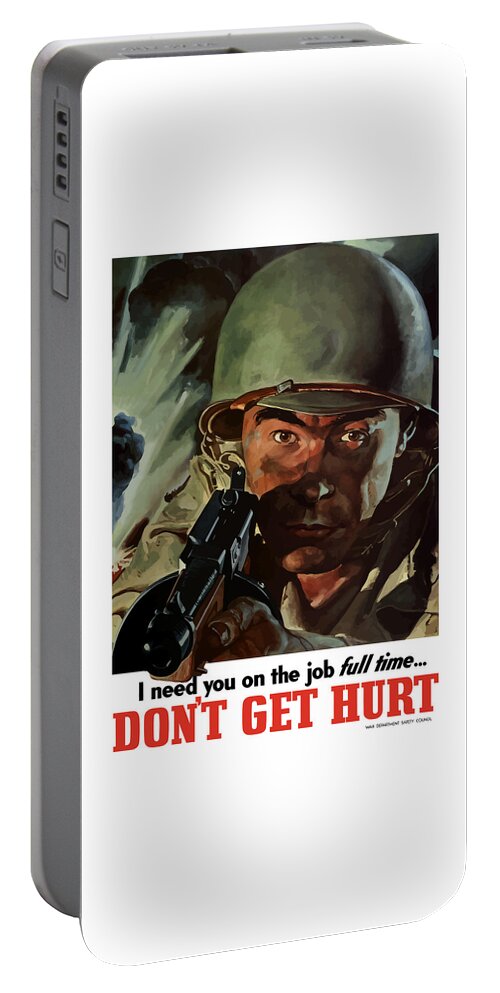 World War Ii Portable Battery Charger featuring the painting I Need You On The Job Full Time by War Is Hell Store
