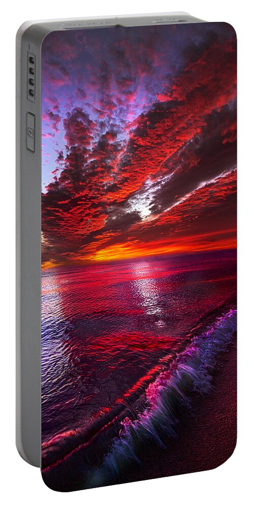 Lake Michigan Portable Battery Charger featuring the photograph I Wake as a Child to See the World Begin by Phil Koch