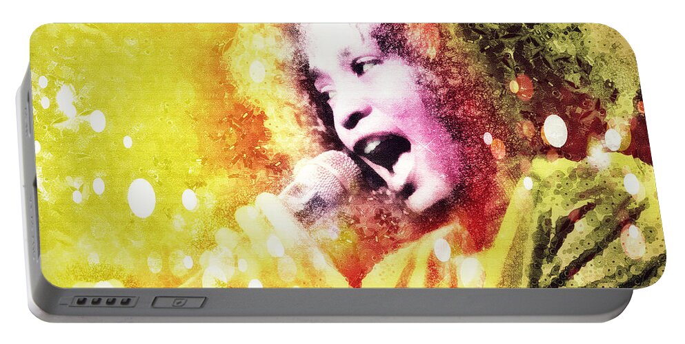 Whitney Houston Portable Battery Charger featuring the digital art I will always love You by Mo T