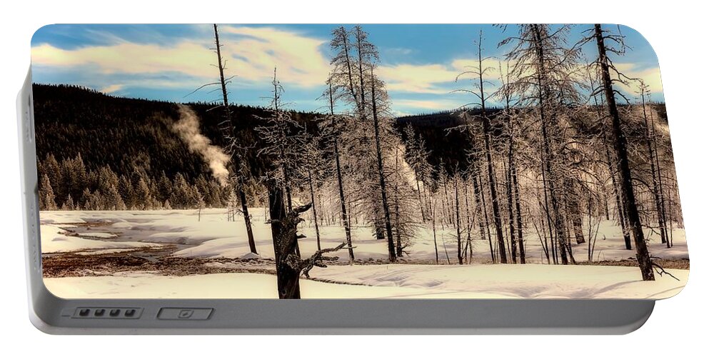 Yellowstone Portable Battery Charger featuring the photograph Ice Covered Trees In Yellowstone by Mountain Dreams