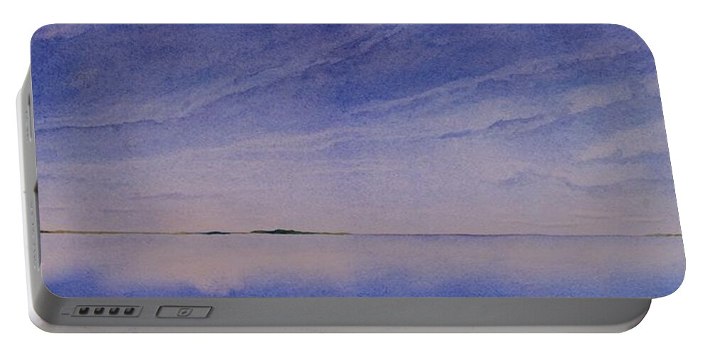 Landscape Portable Battery Charger featuring the painting Ice Lake by Ruth Kamenev