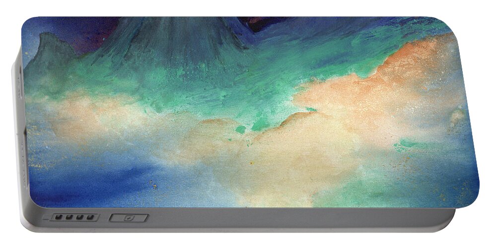 Landscape Portable Battery Charger featuring the painting Ice Mountain Sunrise by Charlene Fuhrman-Schulz