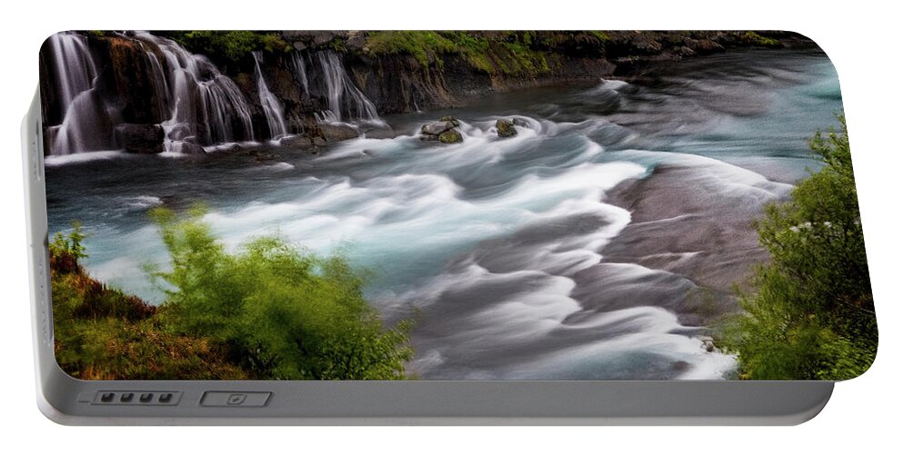 Iceland Portable Battery Charger featuring the photograph Iceland Waterfall II by Tom Singleton