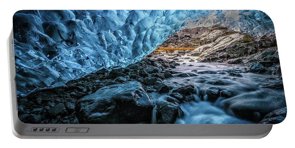 Iceland Portable Battery Charger featuring the photograph Icelandic Ice Cave by Andres Leon