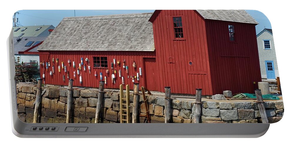 Motif 1 Portable Battery Charger featuring the photograph Iconic Rockport MA by Bruce Gannon