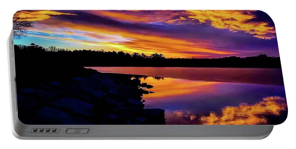 Ice Portable Battery Charger featuring the photograph Icy Sunset by Beth Myer Photography