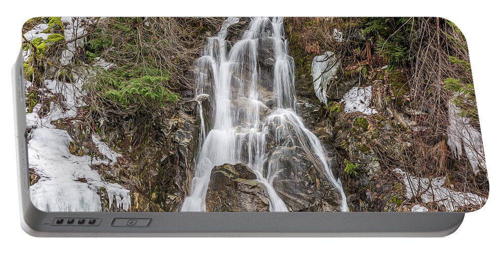 Falls Portable Battery Charger featuring the photograph Icy Waterfall by Mark Joseph