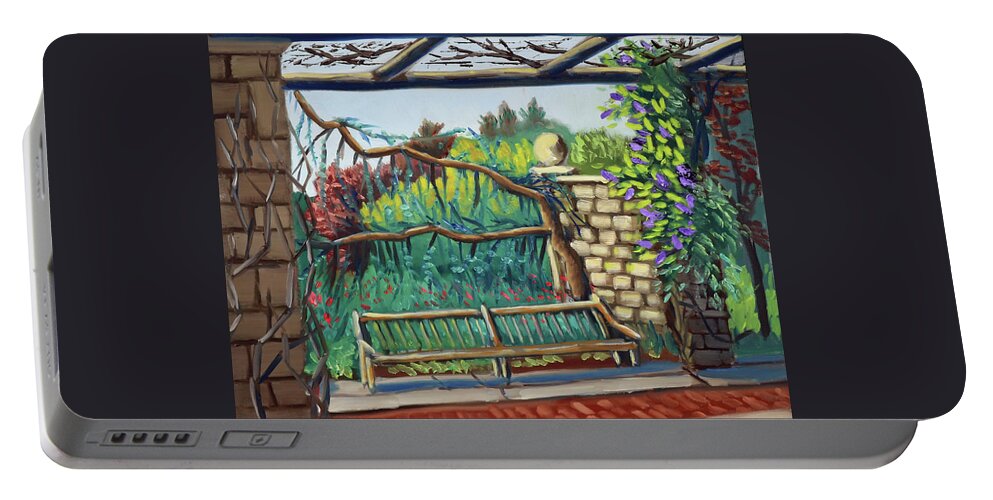 Idaho Portable Battery Charger featuring the painting Idaho Botanical Gardens by Kevin Hughes