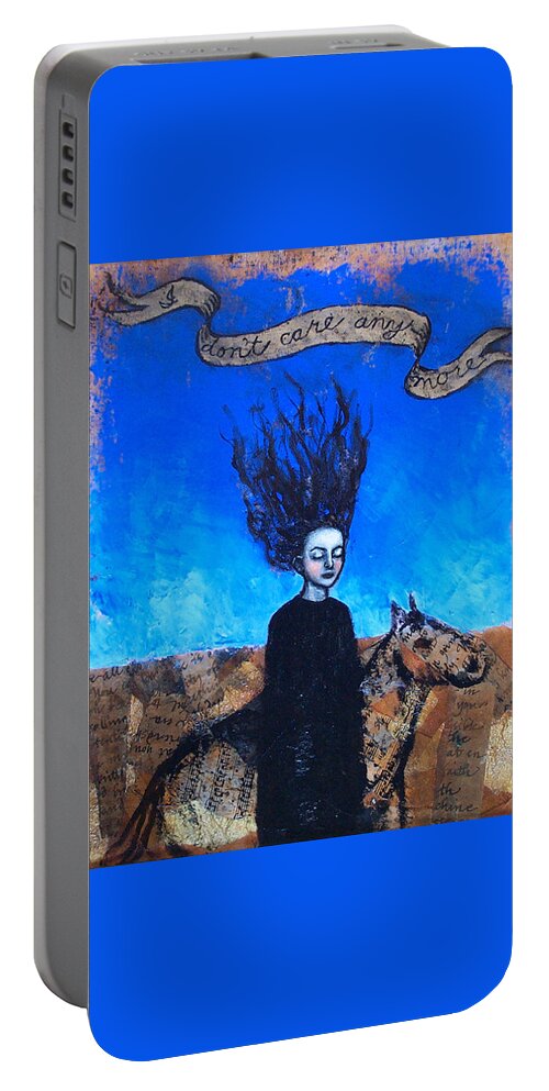  Portable Battery Charger featuring the painting IDontCareAnymore by Pauline Lim