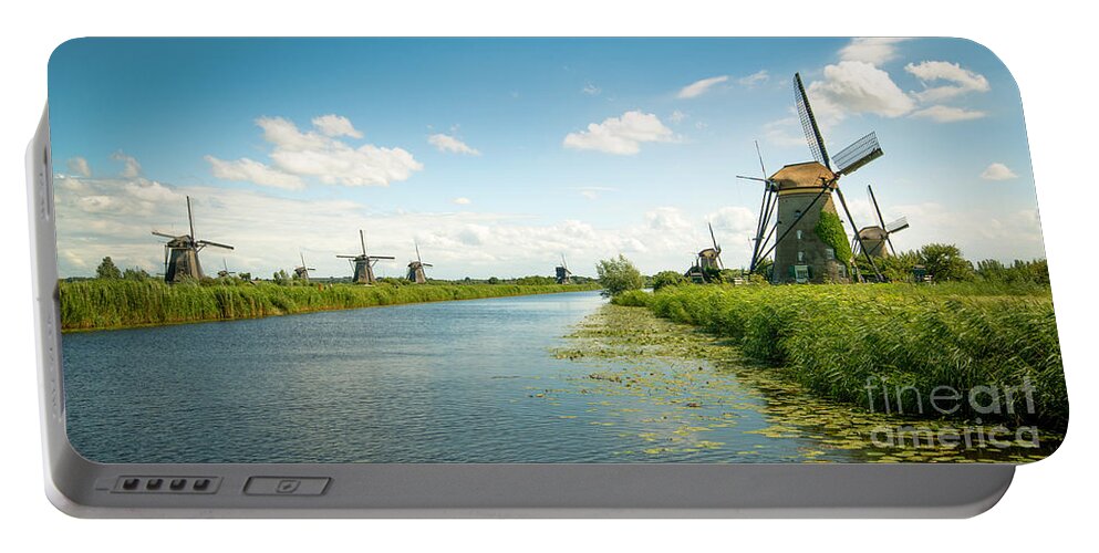 Europe Portable Battery Charger featuring the photograph idyllic Kinderdijk by Hannes Cmarits