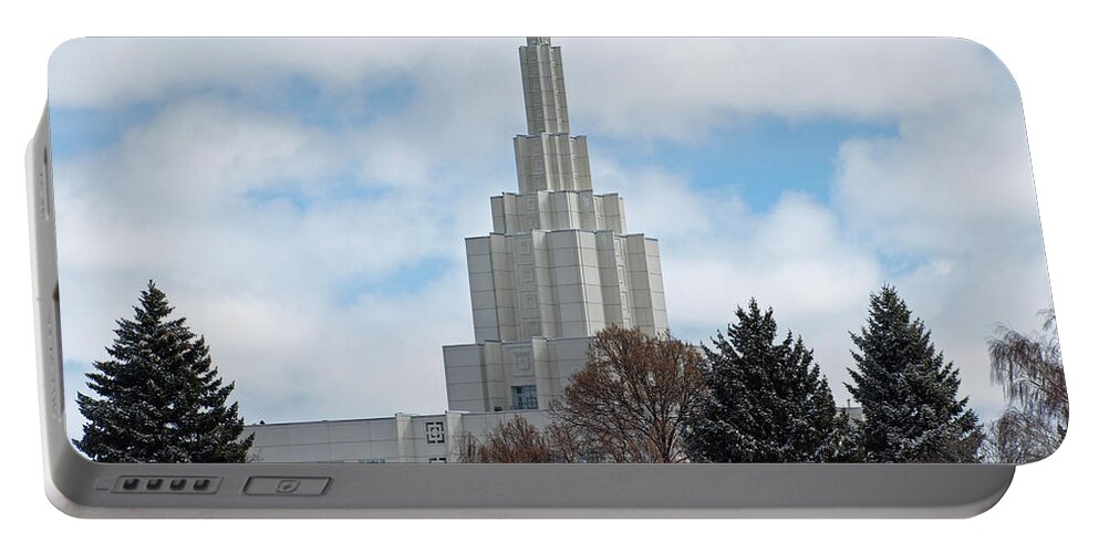 Lds Portable Battery Charger featuring the photograph IF Temple Dusted In Snow by DeeLon Merritt