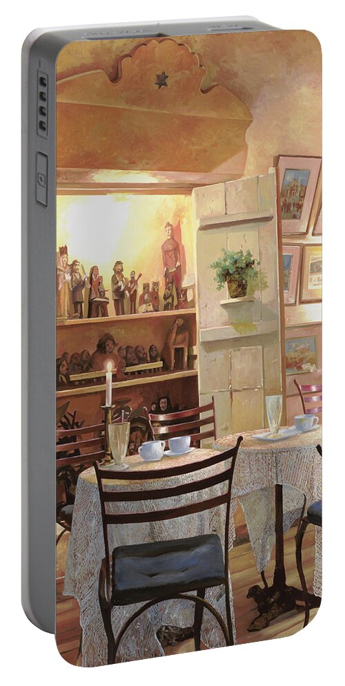 Cafe Portable Battery Charger featuring the painting Il Caffe Dell'armadio by Guido Borelli