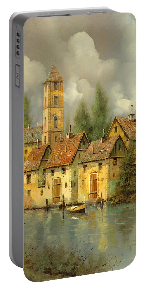 Tower Portable Battery Charger featuring the painting Il Campanile Di Villa Giusti by Guido Borelli
